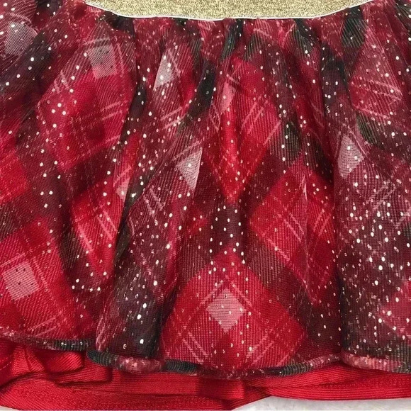 HolidayTime Skirt Red/Black/White Plaid Sparkly Mesh Size 3T - Picture 2 of 16